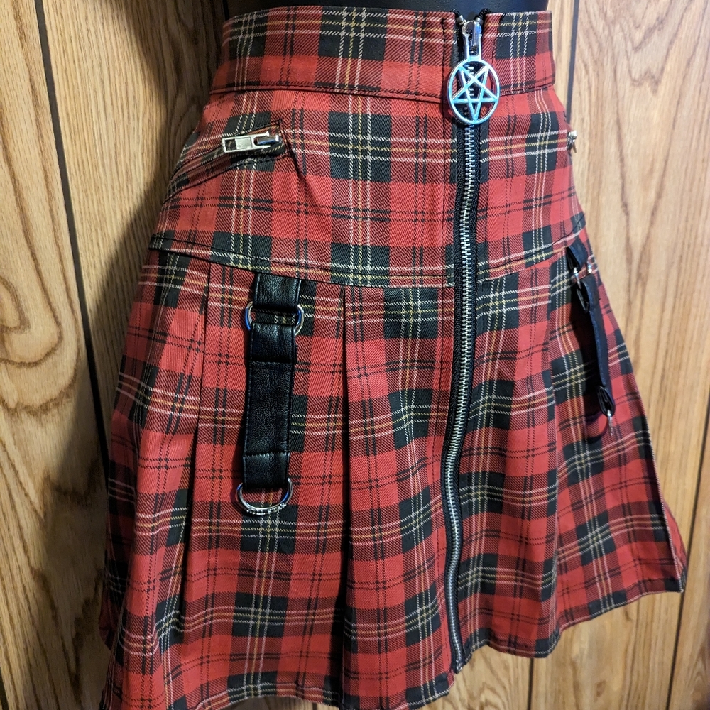 KILLSTAR Dead Beatz skirt Plaid Schoolgirl Occult TRIPP Goth Punk Small